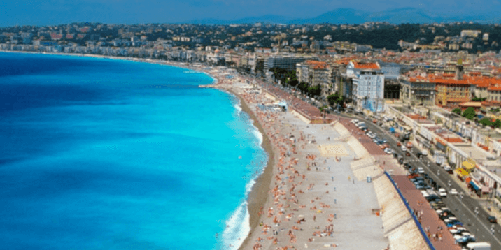 The beautiful Mediterranean sea and the pebbly Nice beaches