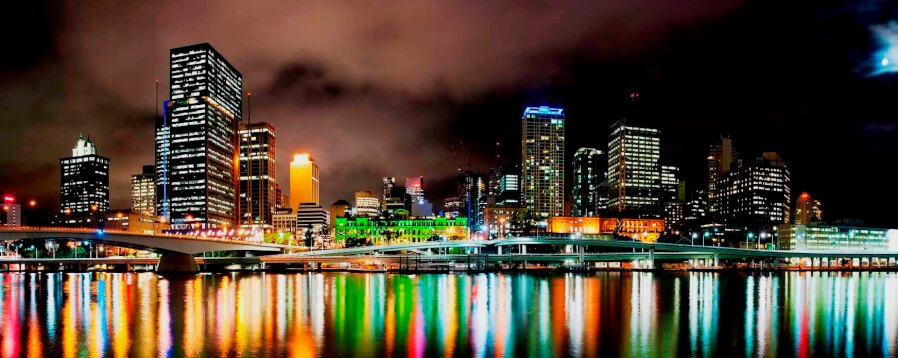 Night Time Shot of Brisbane City Center, Australia
